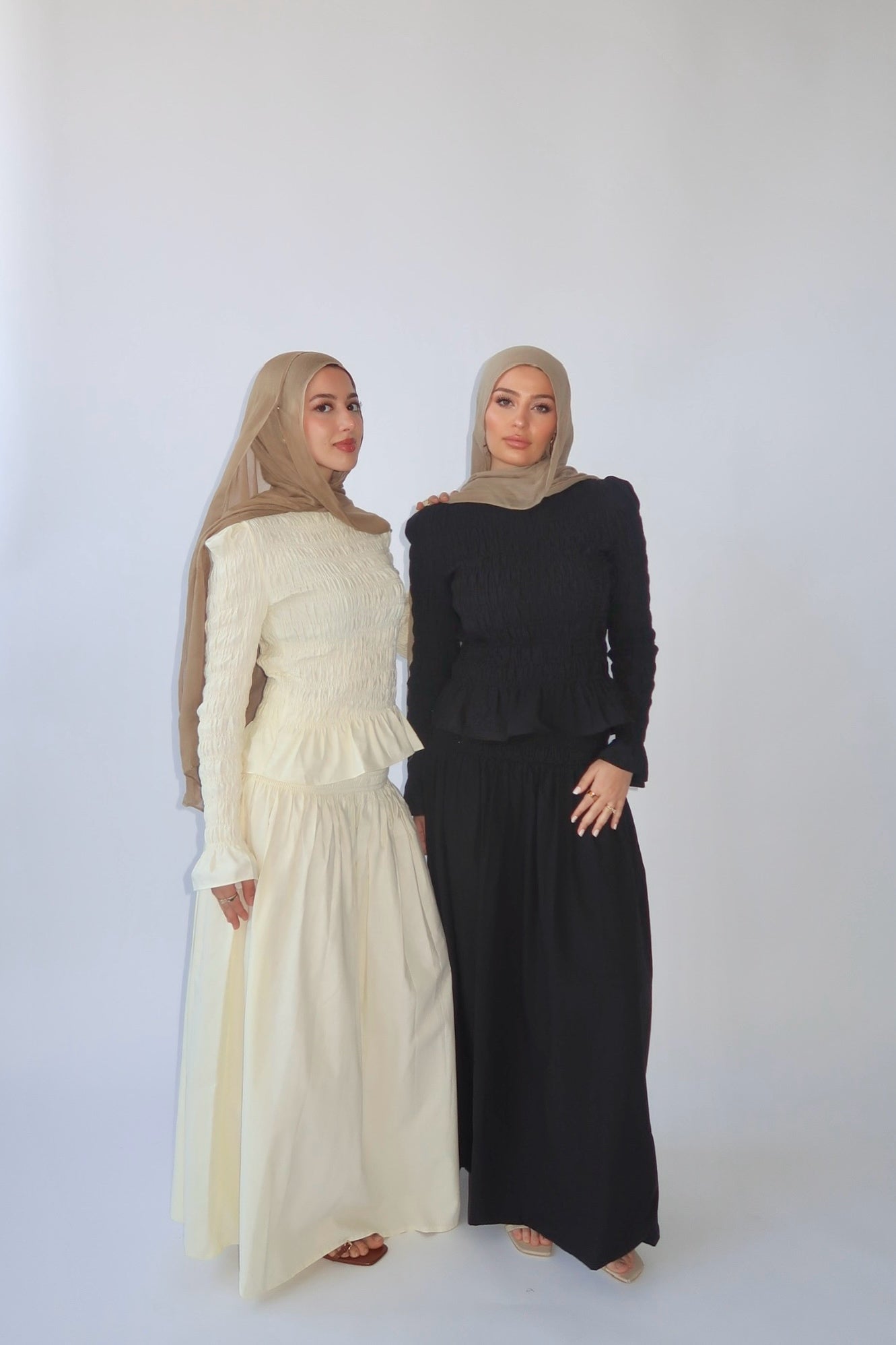 Black Ruched Top &amp; Maxi Skirt Set