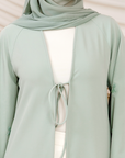 Mint Beaded Floral Chiffon Cuff Abaya (2 pc)