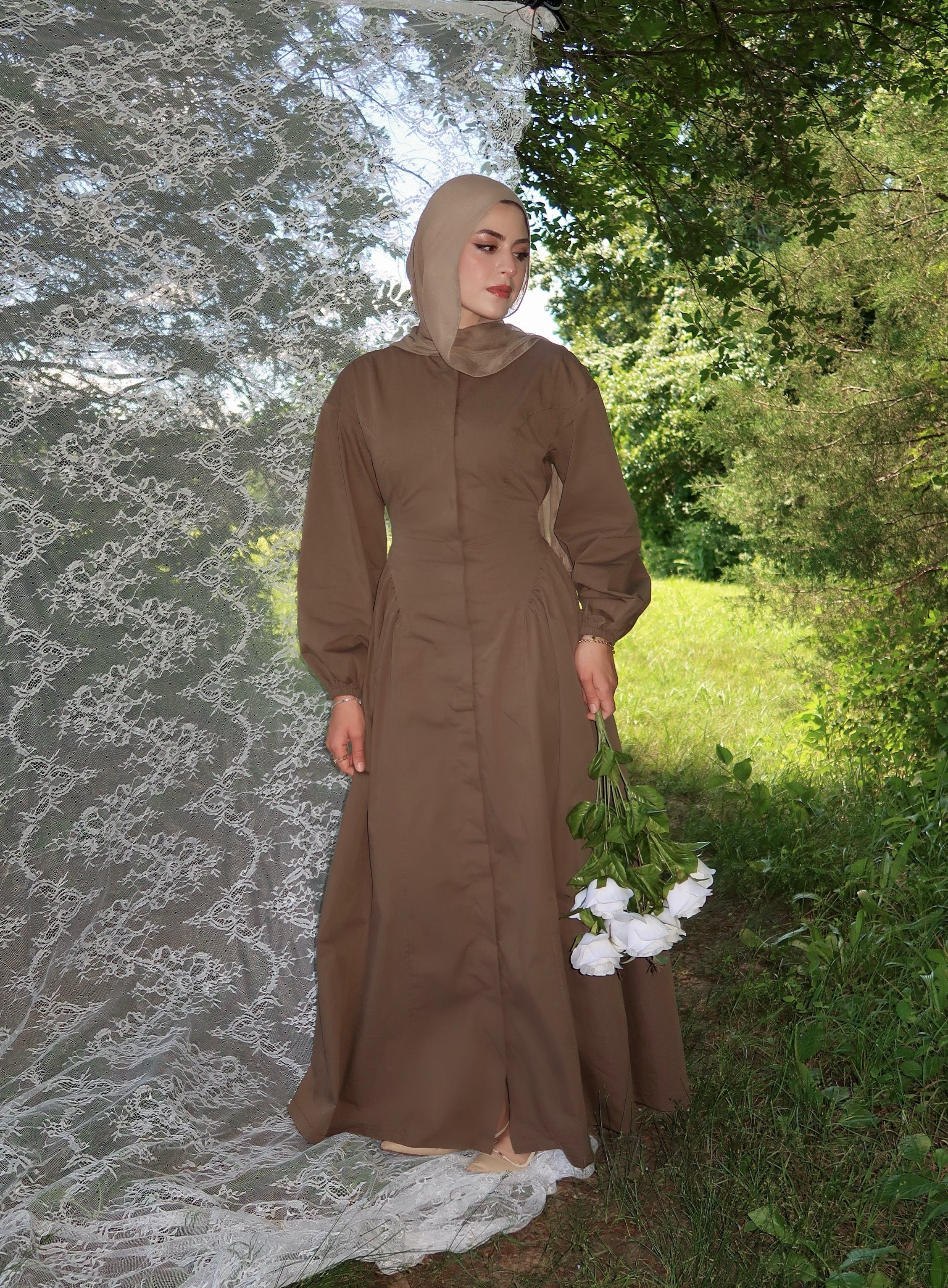 ✨moca様 Mocha Cinched Buttoned Dress – Summer Evenings