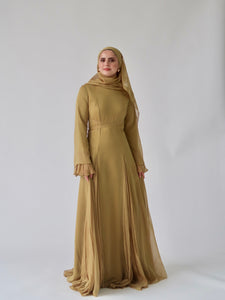 Guava Green Pleated Slit Gown