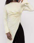 Butter Yellow Asymmetric Slit Tunic