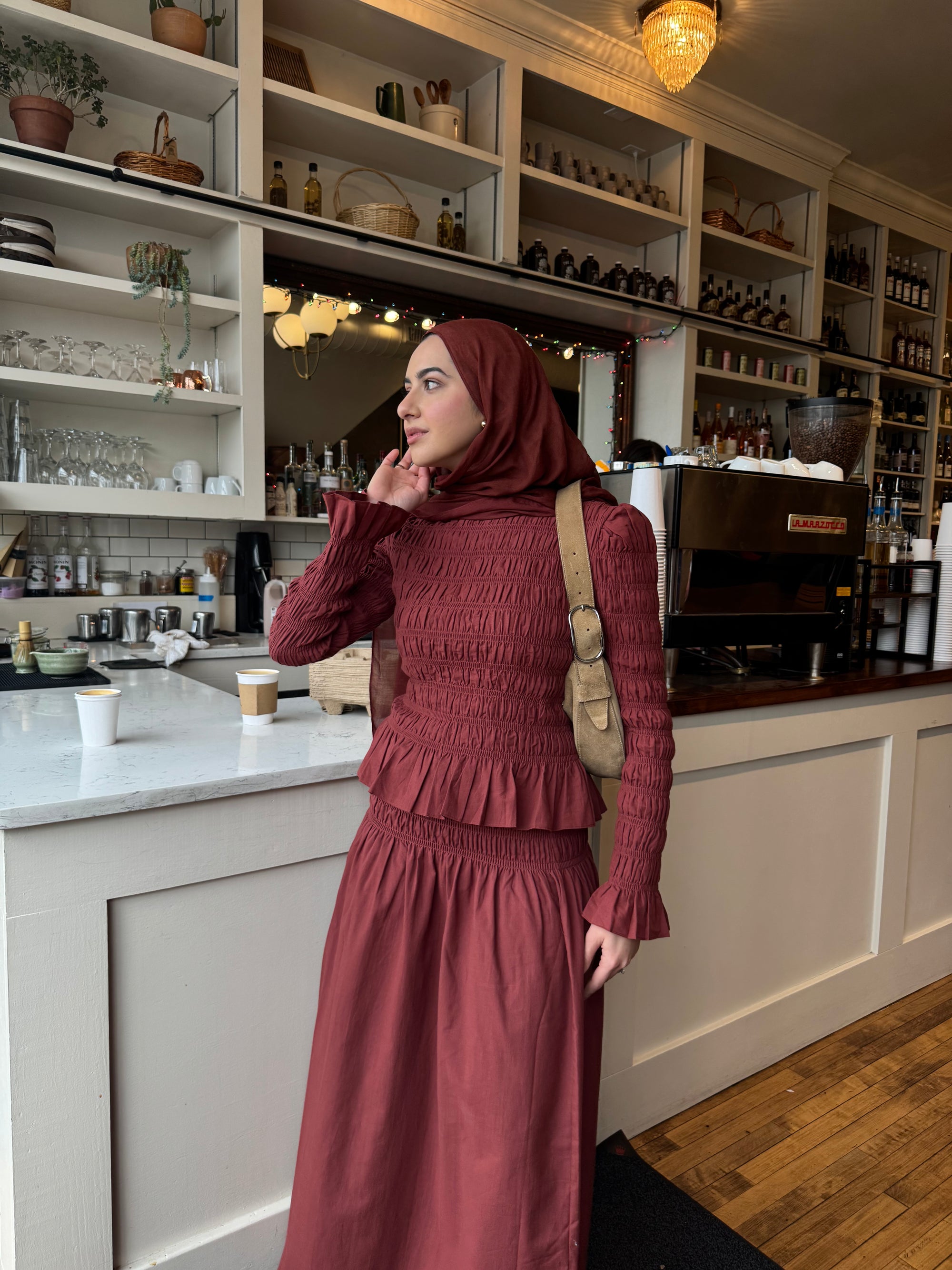 All Spice Ruched Peplum Top