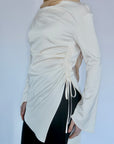 Cream Satin Ruched Tunic