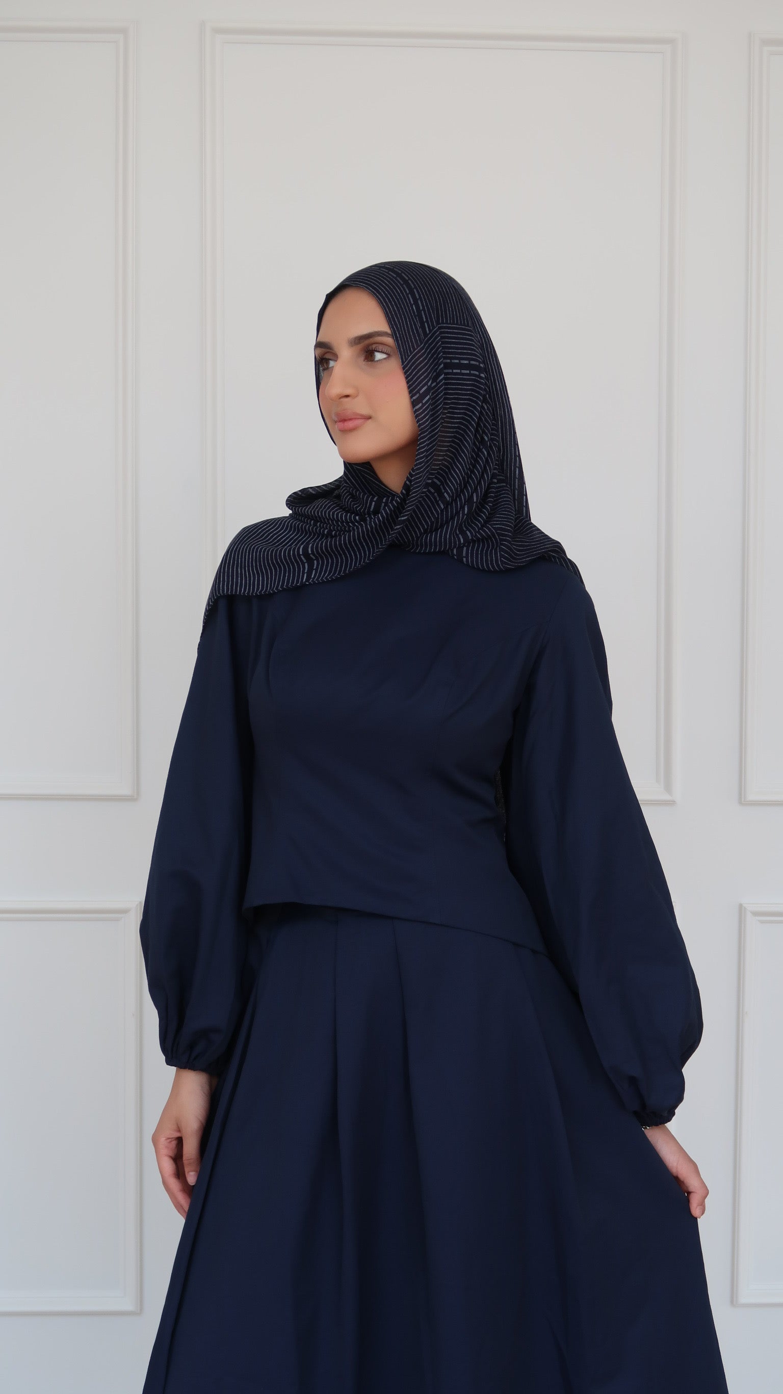 Navy Balloon Top &amp; Maxi Skirt Set