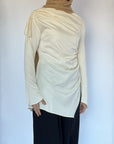 Cream Satin Ruched Tunic