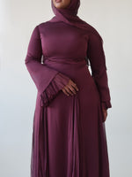 Load image into Gallery viewer, Plum Pleated Slit Gown
