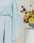 Sky Blue Chiffon Cape Tunic Set (3 pcs)- Final Sale