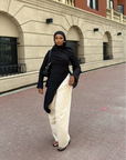 Black Asymmetric Slit Tunic