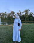 Baby Blue Batwing Jersey Maxi Dress