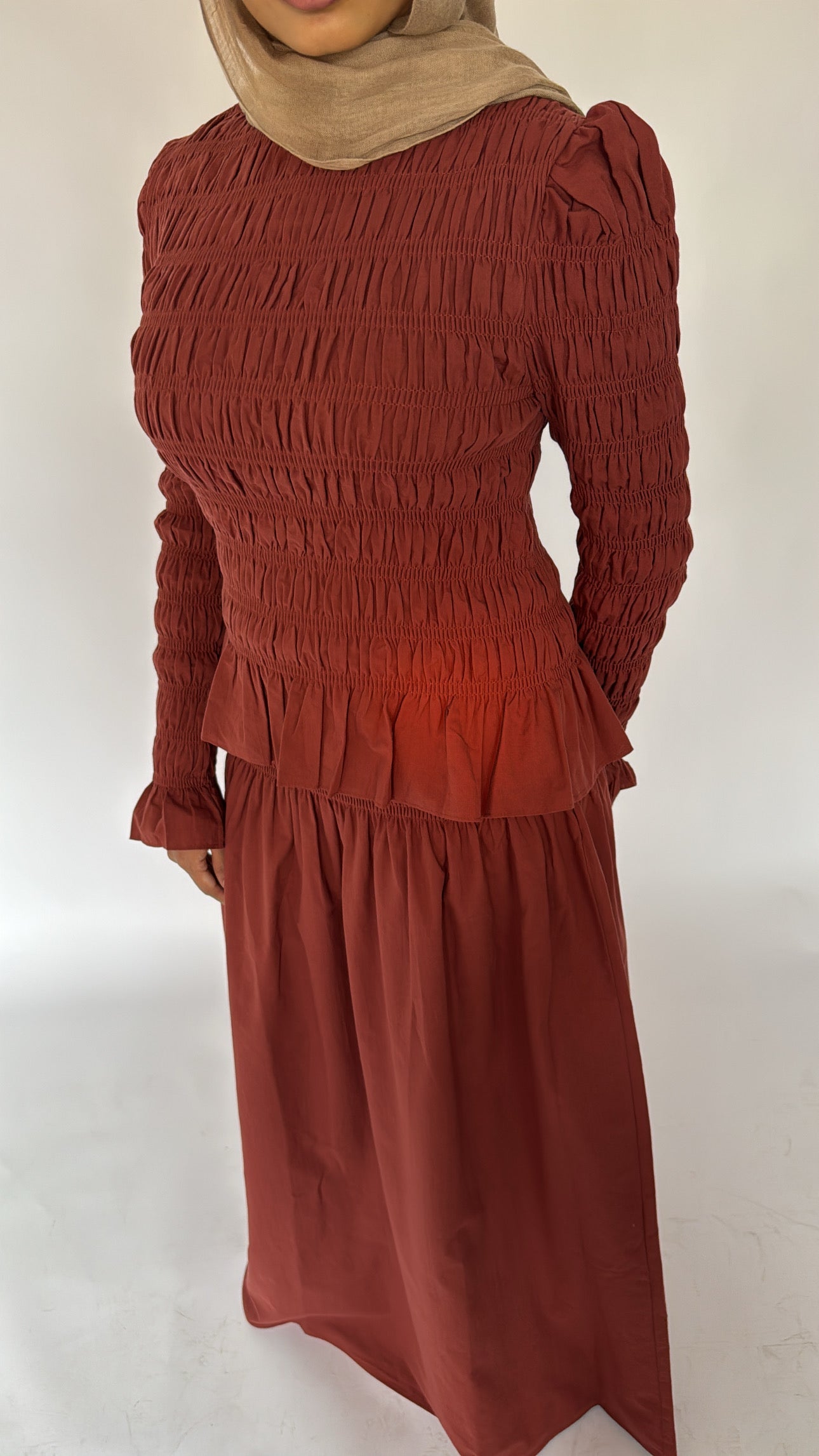 All Spice Ruched Peplum Top