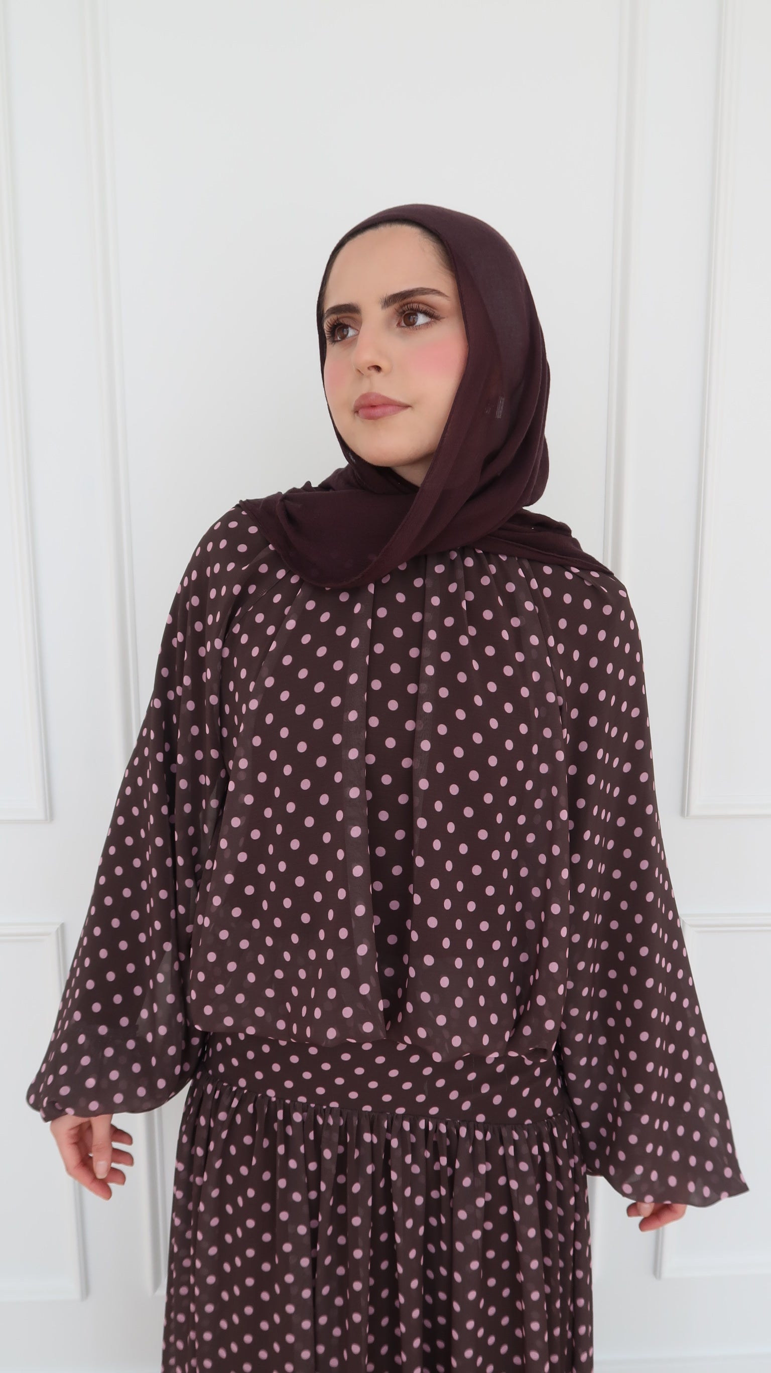 carters brown dress Satin Polka Dot Scarf Mini Dress Brown – Clothe Boutique main image 0