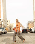 Burnt Orange Satin Ruched Tunic