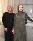 Dark Moss Batwing Jersey Maxi Dress