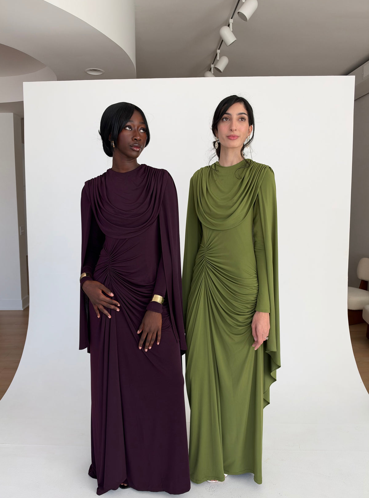 Fern Jersey Cape Gown
