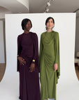 Fern Jersey Cape Gown