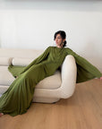 Fern Jersey Cape Gown