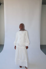 Load image into Gallery viewer, White Cotton Eyelet Lace Top &amp; Maxi Skirt Set
