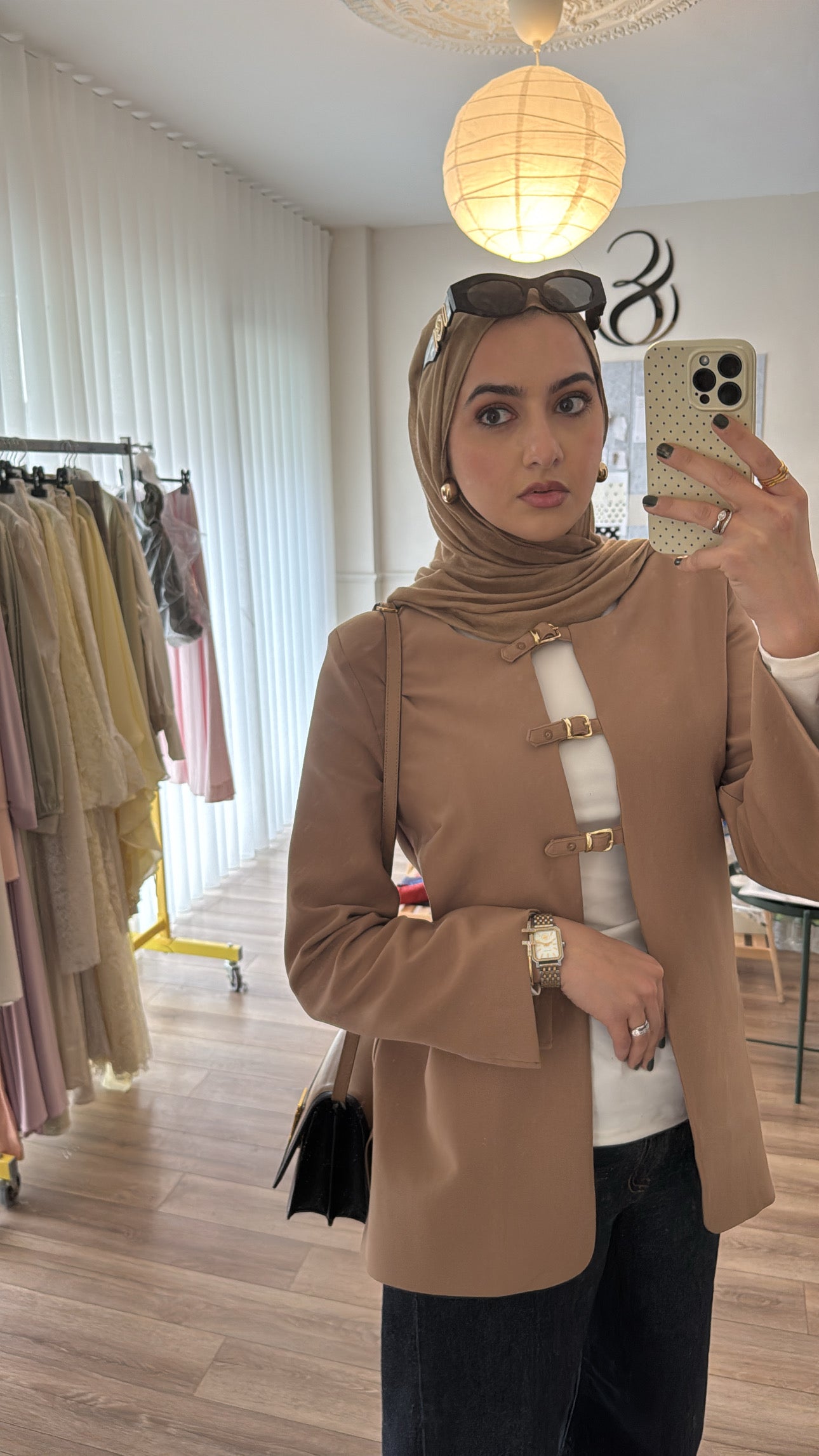 Camel Buckled Blazer Tunic