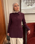 Plum Peplum Buttoned Blazer