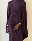 Plum Jersey Cape Gown
