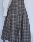 Brown Plaid Flare Skirt