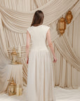 Cream Low Waisted Abaya Set (3 pcs)- Final Sale