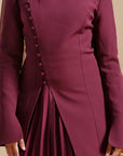 Burgundy Buttoned Blazer Tunic