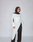 White Asymmetric Slit Tunic