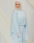 Sky Blue Chiffon Cape Tunic Set (3 pcs)- Final Sale
