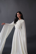 Load image into Gallery viewer, Eggshell White Cape Sleeve Gown
