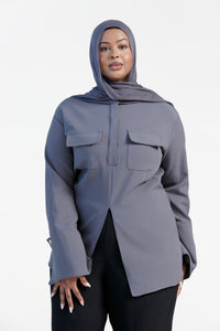 Charcoal Gray Utility Slit Tunic- Final Sale
