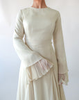 Honeydew Pleated Slit Gown