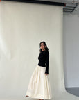Black & Cream Asymmetric Draped Dress