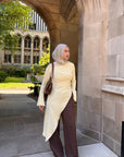 Butter Yellow Asymmetric Slit Tunic