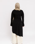Black Asymmetric Slit Tunic