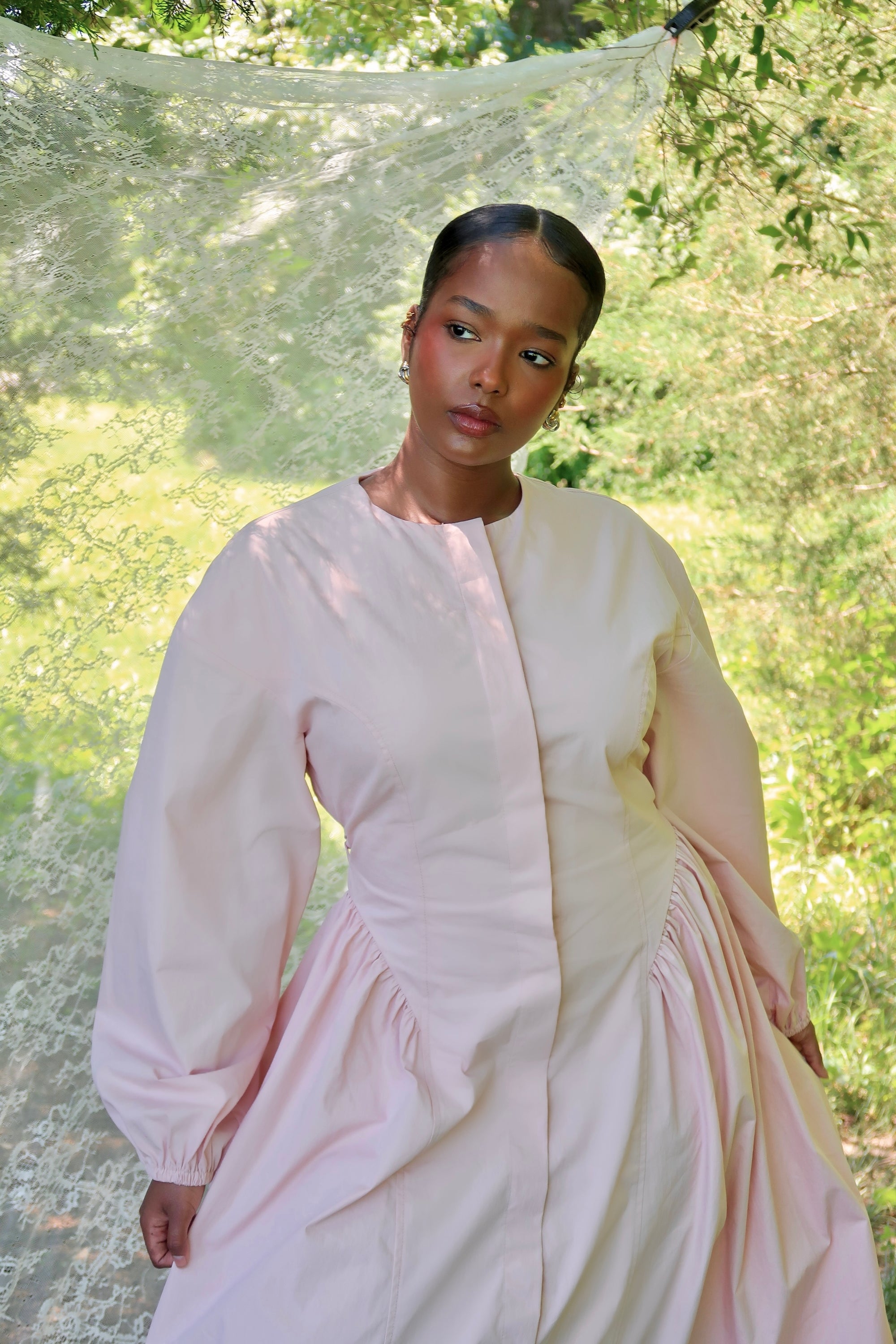 Rose Cinched Buttoned Dress