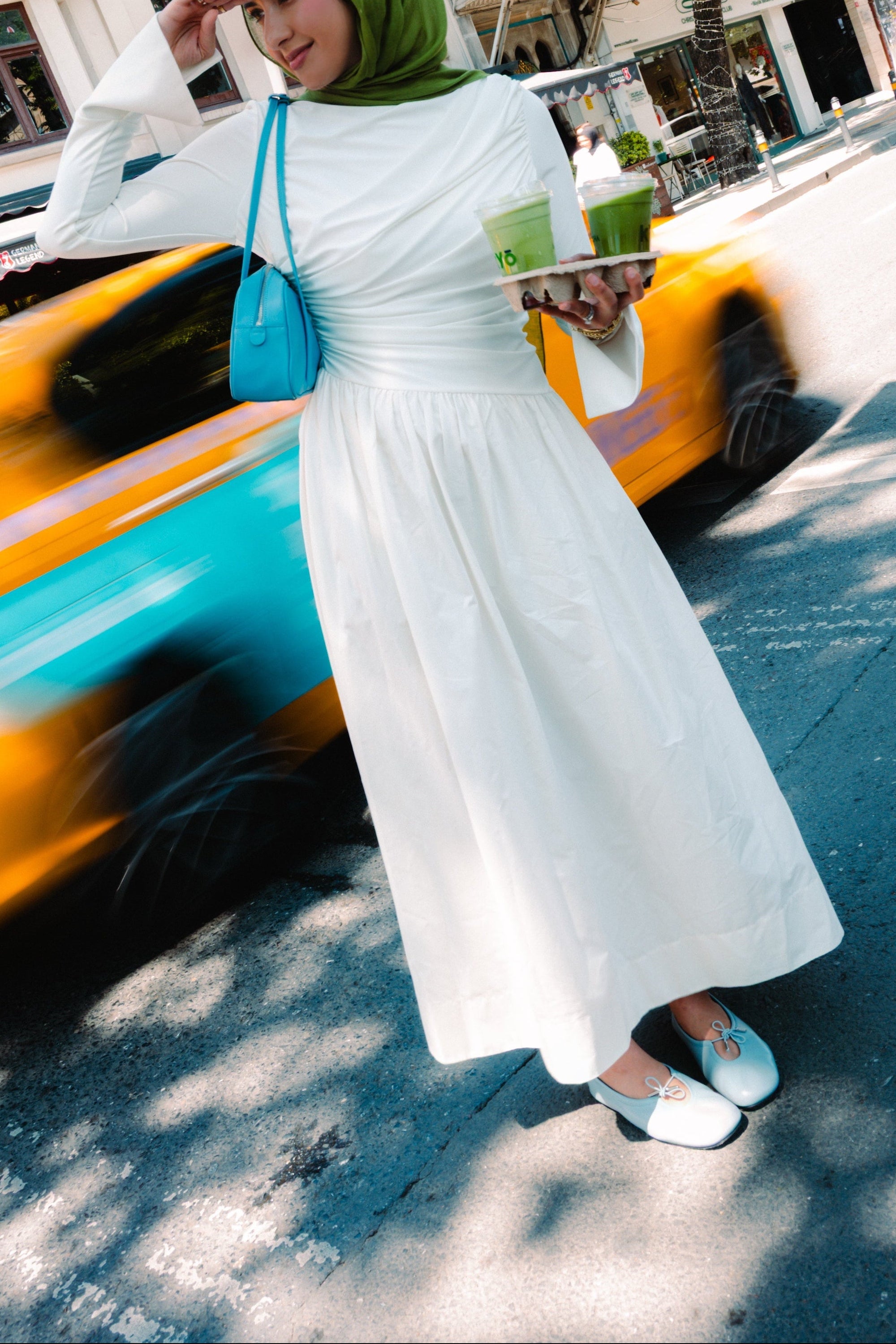 White Asymmetric Draped Dress – Summer Evenings