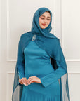 Teal Shimmering Chiffon Scarf