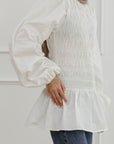 White Cotton Smocked Tunic