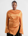 Burnt Orange Satin Ruched Tunic