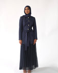 Navy Pleated Chiffon Skirt - Final Sale