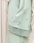 Mint Beaded Floral Chiffon Cuff Abaya (2 pc)