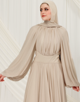 Sand Structured Belt Gown