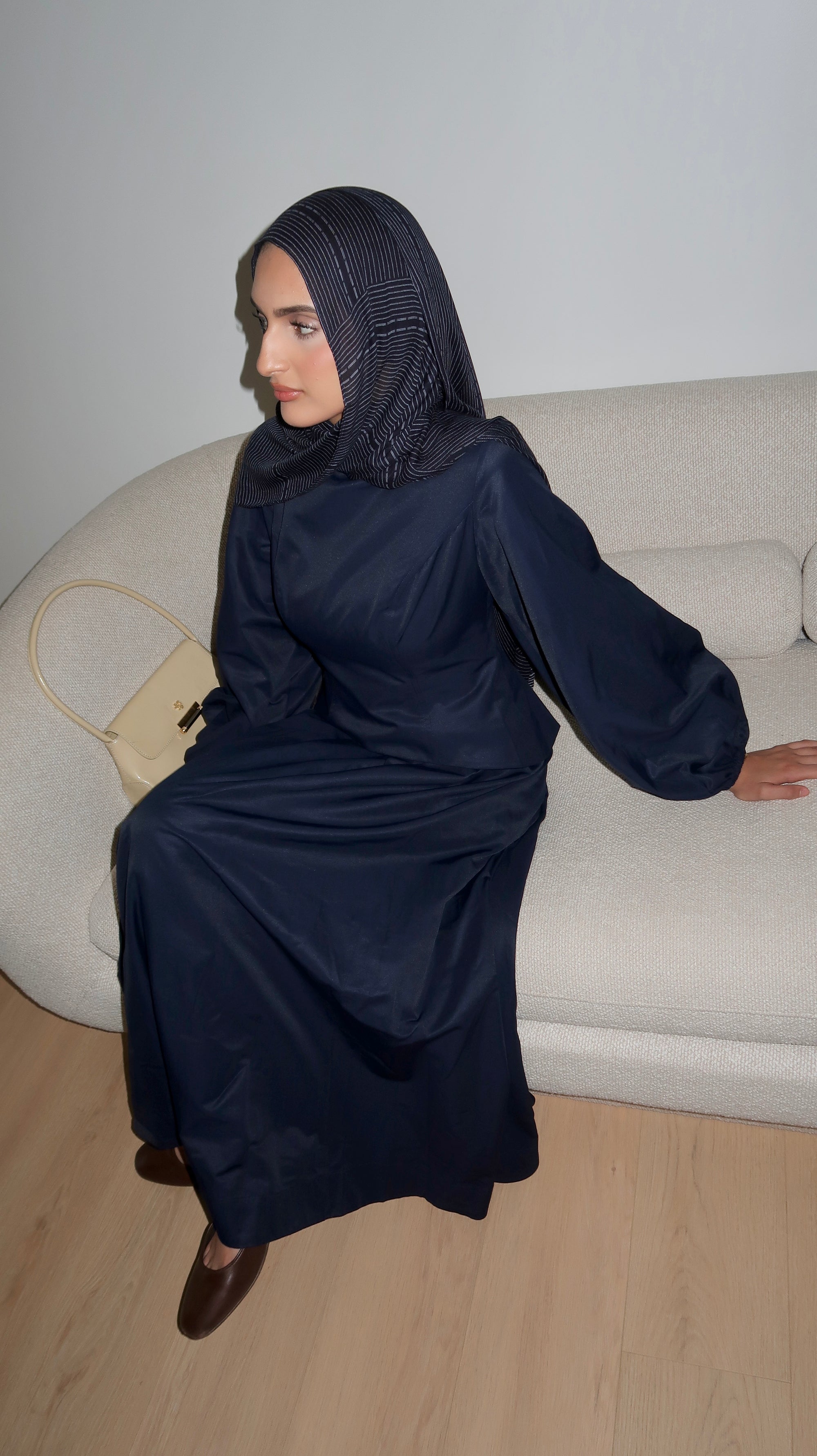 Navy Balloon Top &amp; Maxi Skirt Set