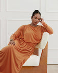 Orange Batwing Jersey Maxi Dress