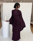 Plum Jersey Cape Gown