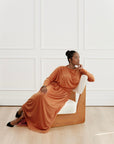 Orange Batwing Jersey Maxi Dress
