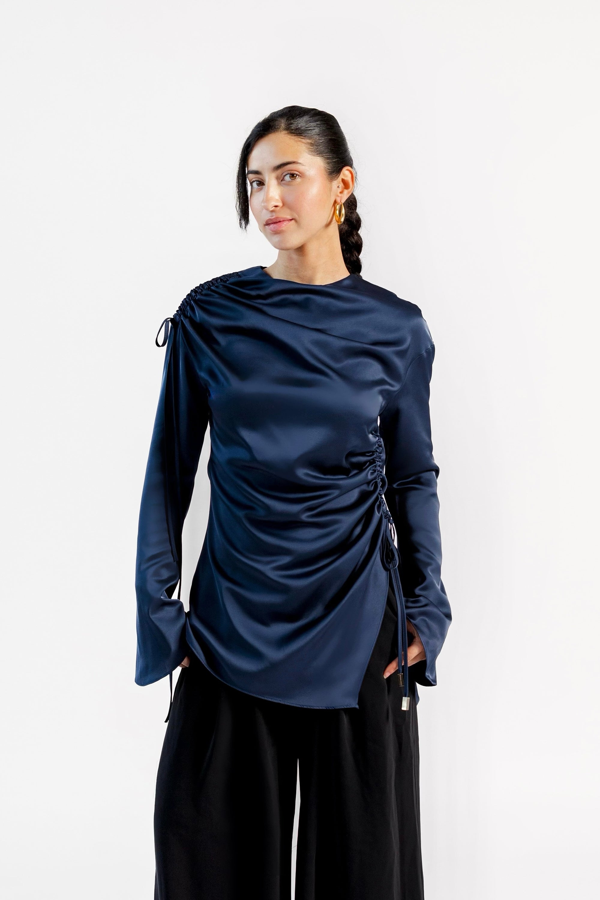 navy blue silk tunic dress Shades of Blue :: Silk Tunic Dress & Trench Coat
