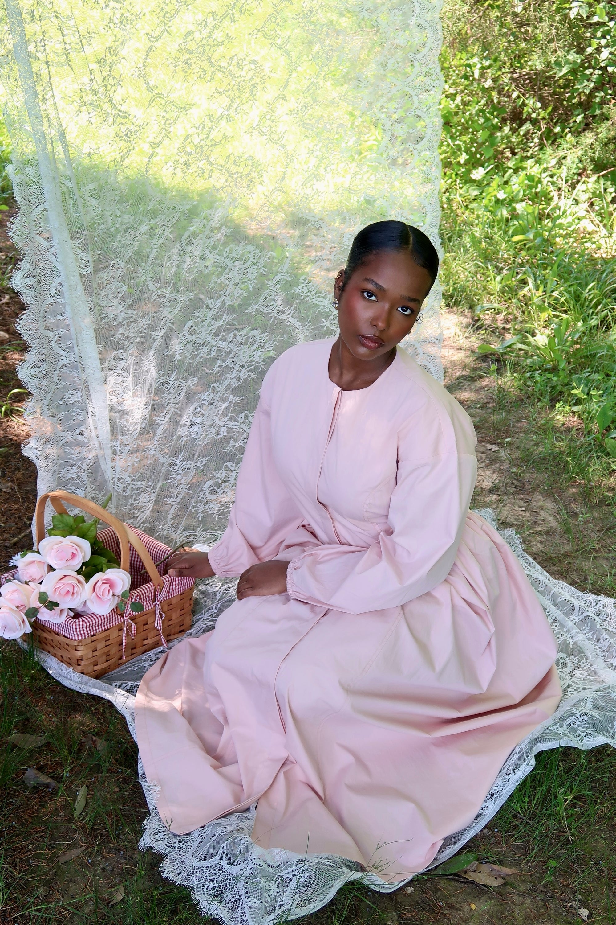 Rose Cinched Buttoned Dress