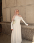 White Asymmetric Draped Dress- Final Sale